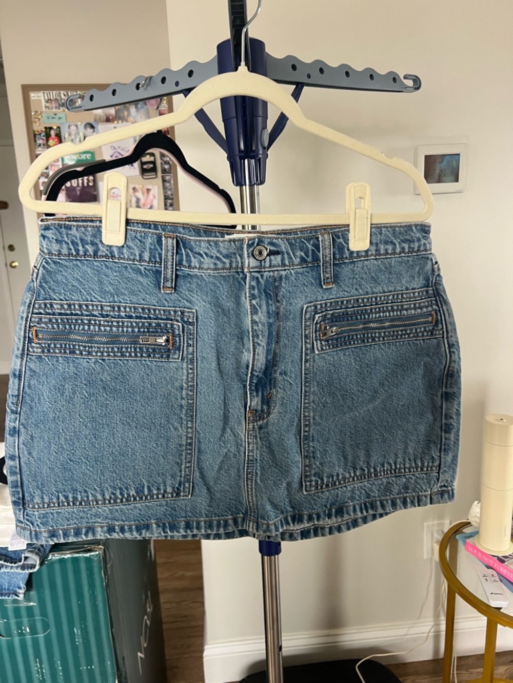 Abercrombie & Fitch Light Blue High Rise Denim Skirt